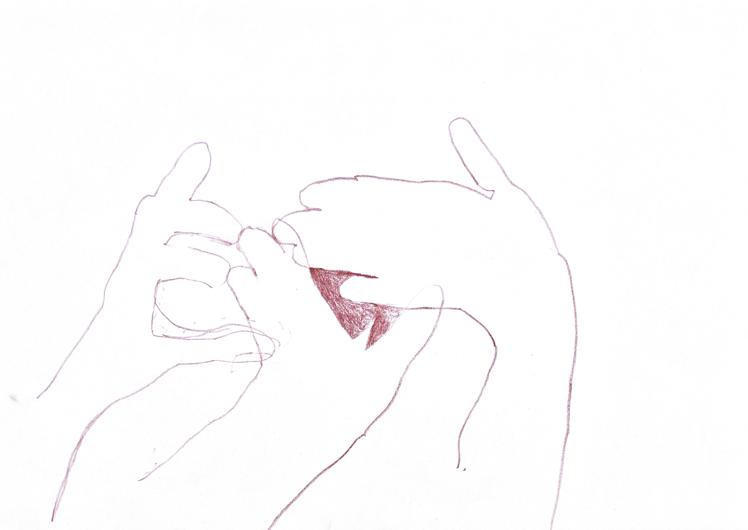 outlined drawing of a hand
